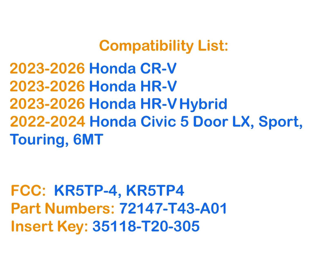 2023 Honda HR-V - 2x New Replacement Proxy Key Fob & DIY OBD Programmer Tool