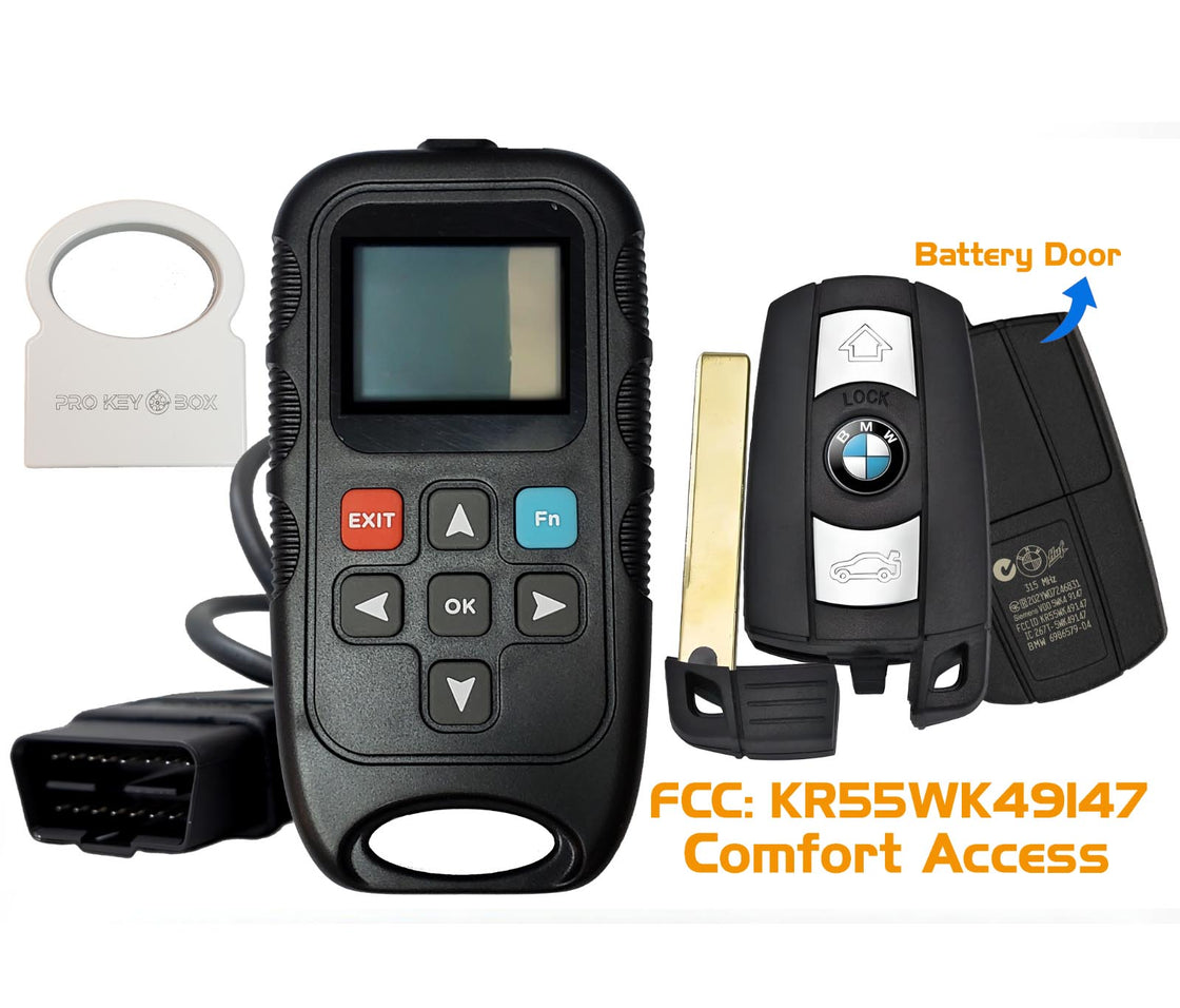 1x New OEM Comfort Access Remote Key Fob & OBD Programmer for 2010 BMW 323i - KR55WK49147