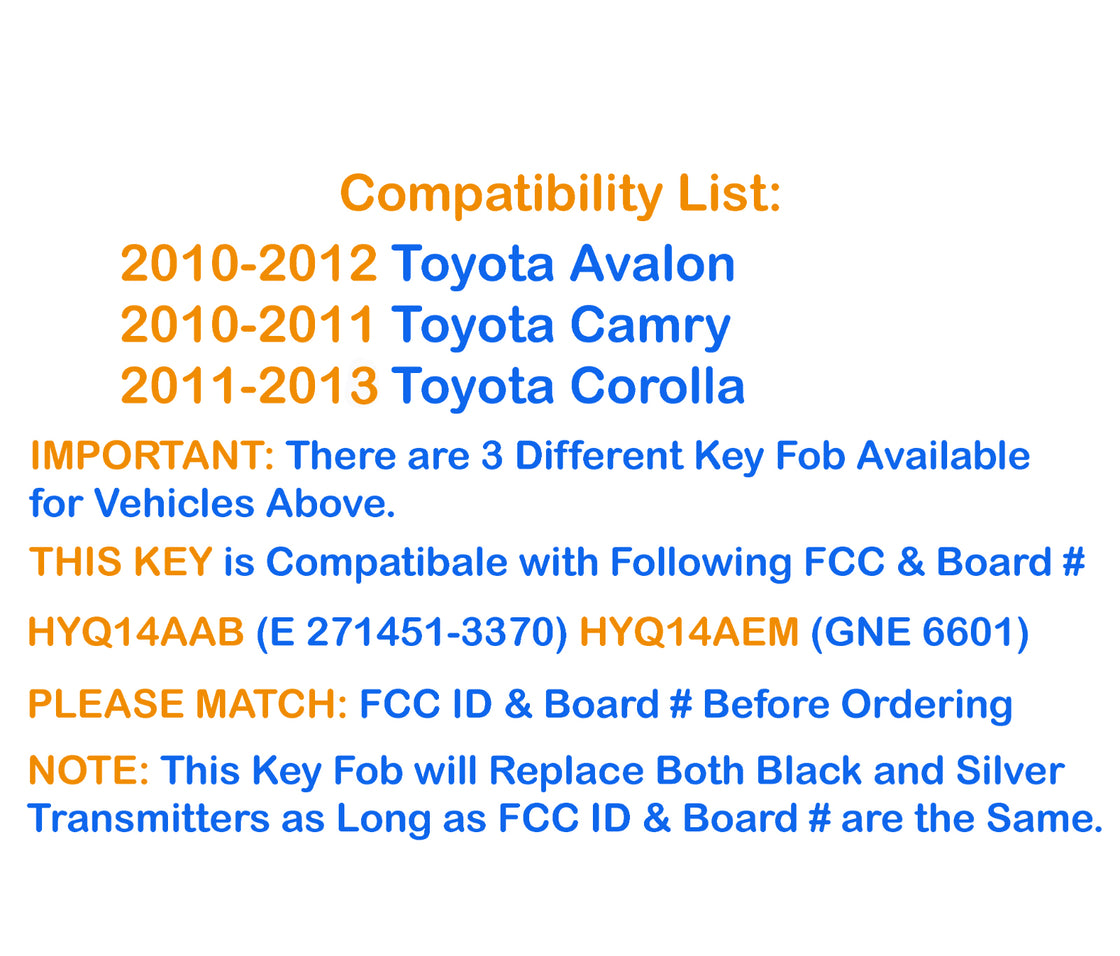 New Replacement Proxy Remote Key fob Transmitter & Programmer for 2011 Toyota Avalon - Prokeybox