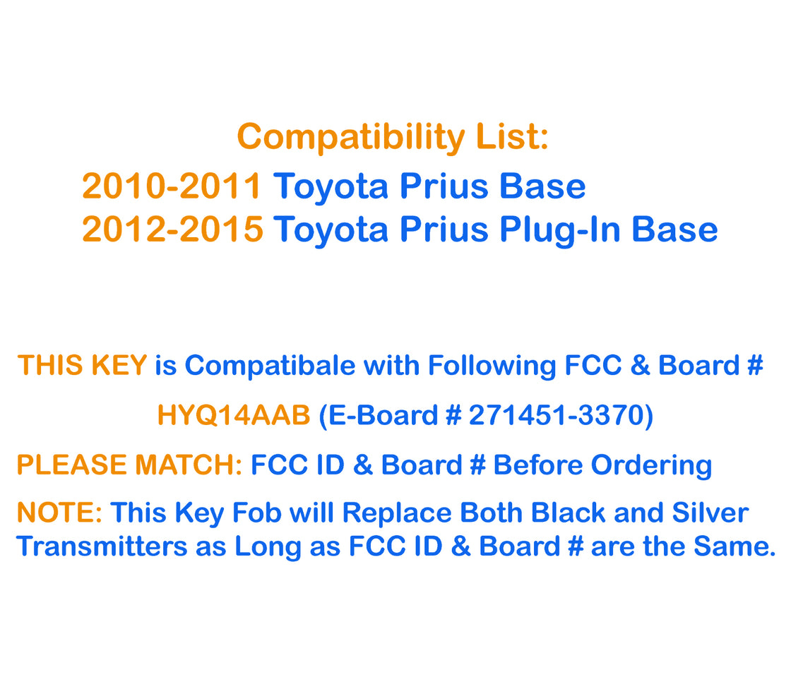 2 New Replacement Proxy Remote Key fob Transmitter & Programmer for 2012 Toyota Prius Plug-In - Prokeybox