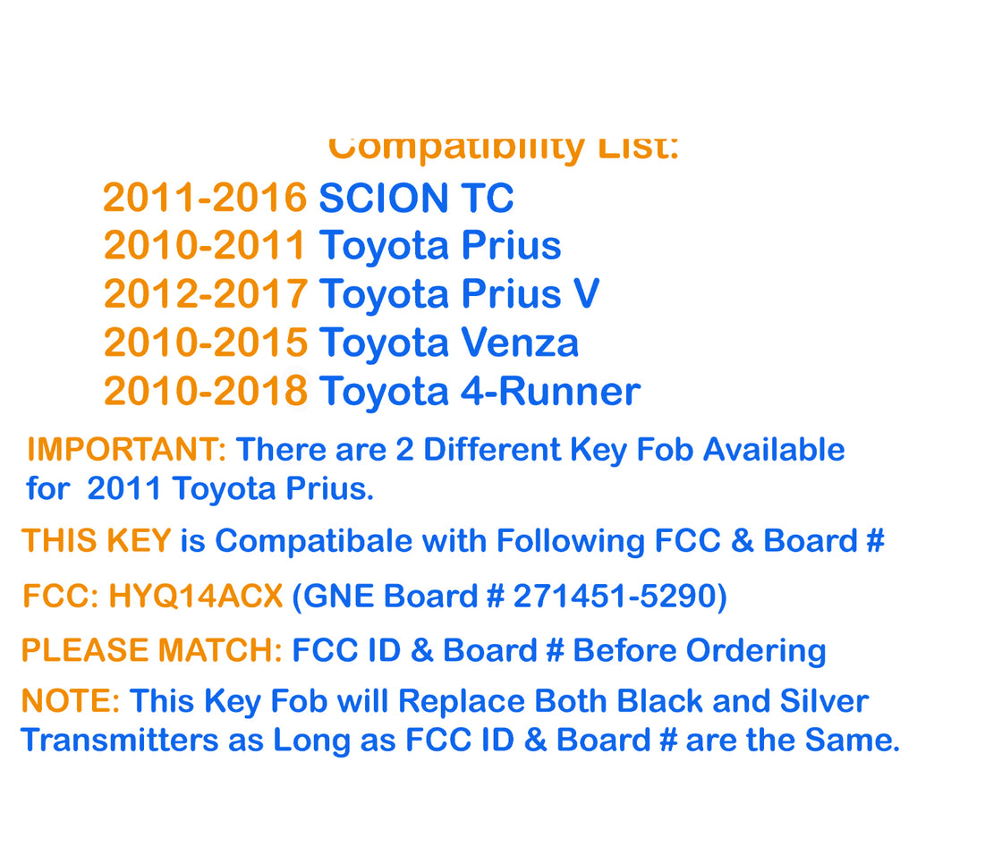 New Replacement Proxy Remote Key fob Transmitter & Programmer for 2016 Scion tC - Prokeybox