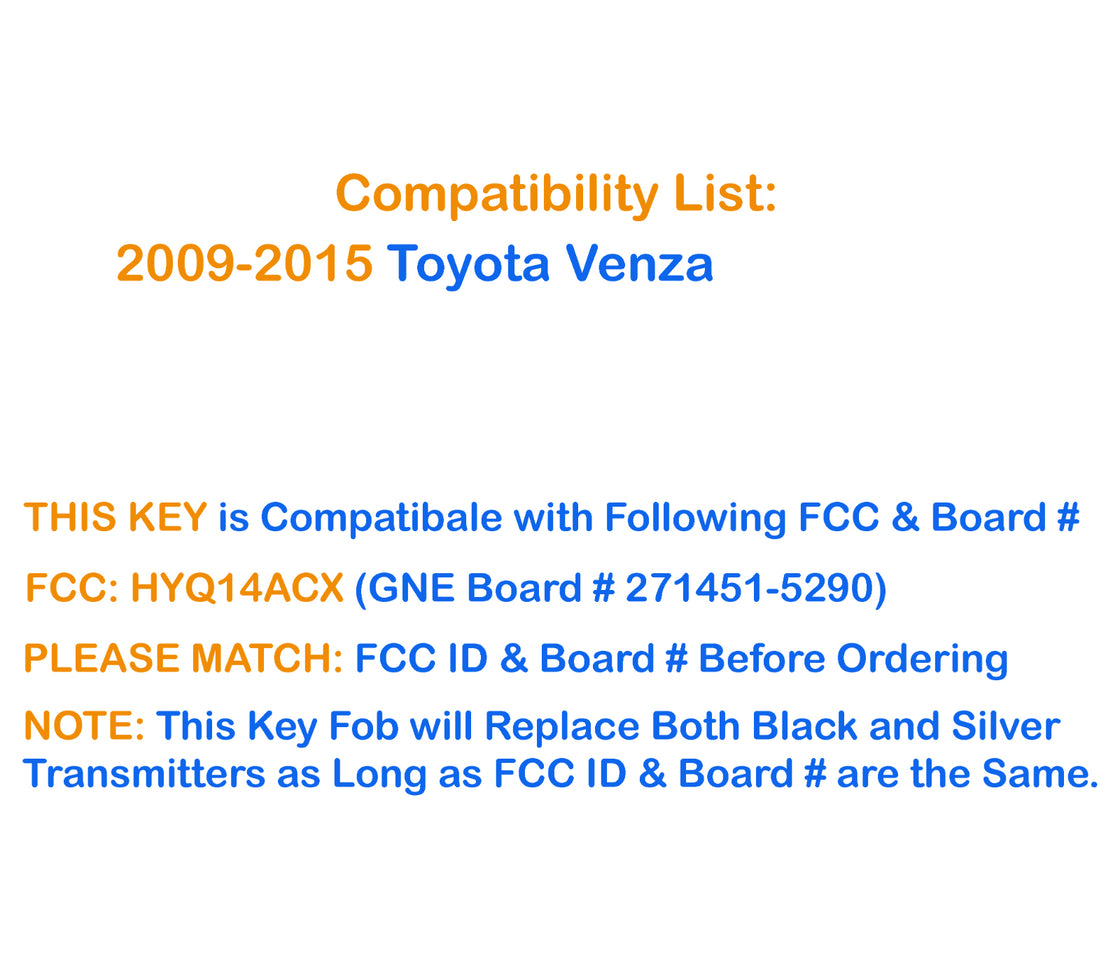 New Replacement Proxy Remote Key fob Transmitter & Programmer for 2009 Toyota Venza - Prokeybox