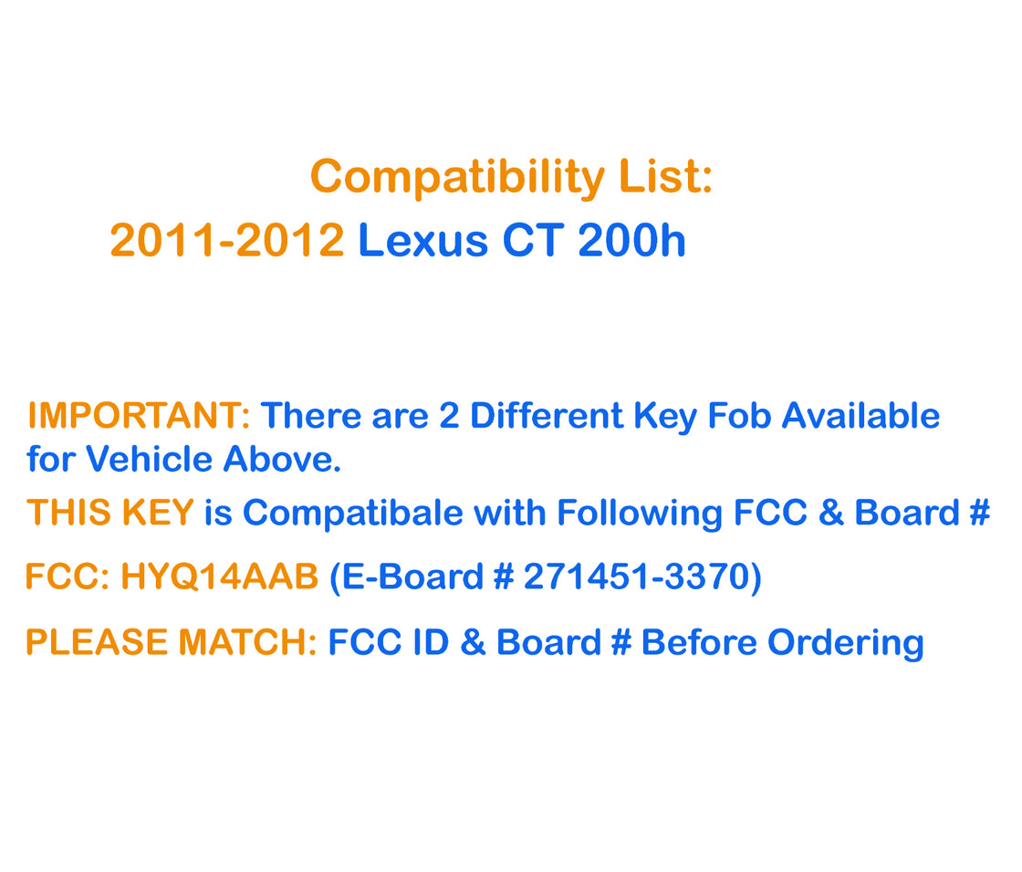 New Replacement Proxy Remote Key fob Transmitter & Programmer for 2012 Lexus CT200h - Prokeybox