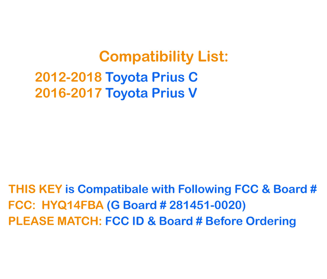 New Replacement Proxy Remote Key fob Transmitter & Programmer for 2012 Toyota Prius C - Prokeybox