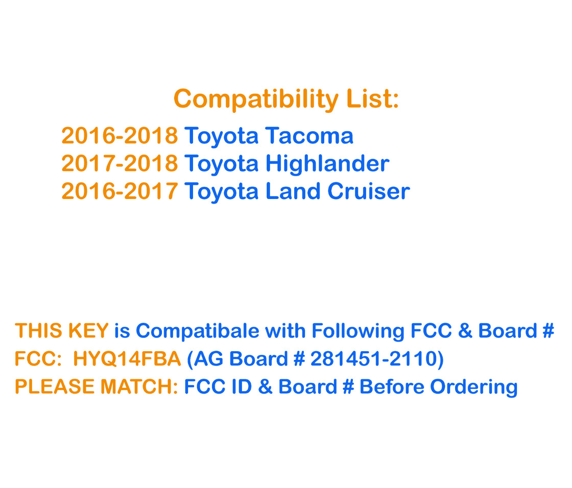 2 New Replacement Proxy Remote Key fob Transmitter & Programmer for 2017 Toyota Tacoma - Prokeybox