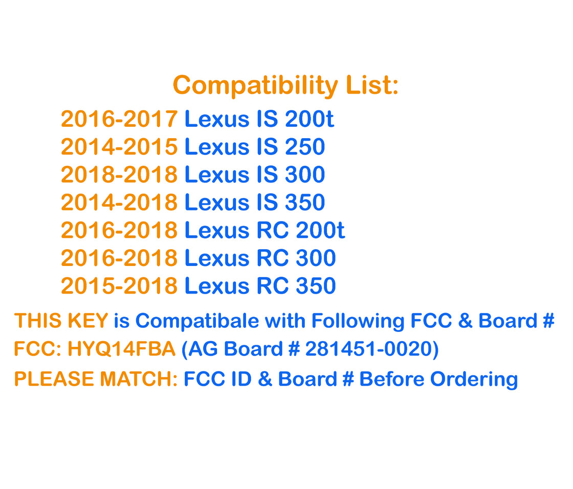 New Replacement Proxy Remote Key fob Transmitter & Programmer Select Lexus vehicles 2017 Lexus IS200t - Prokeybox