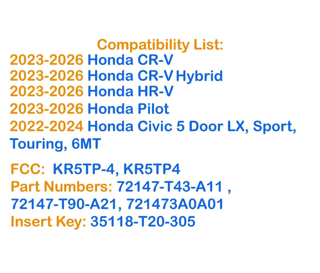 2025 Honda CR-V Hybrid - 2x New Replacement Proxy Key Fob & DIY OBD Programmer Tool