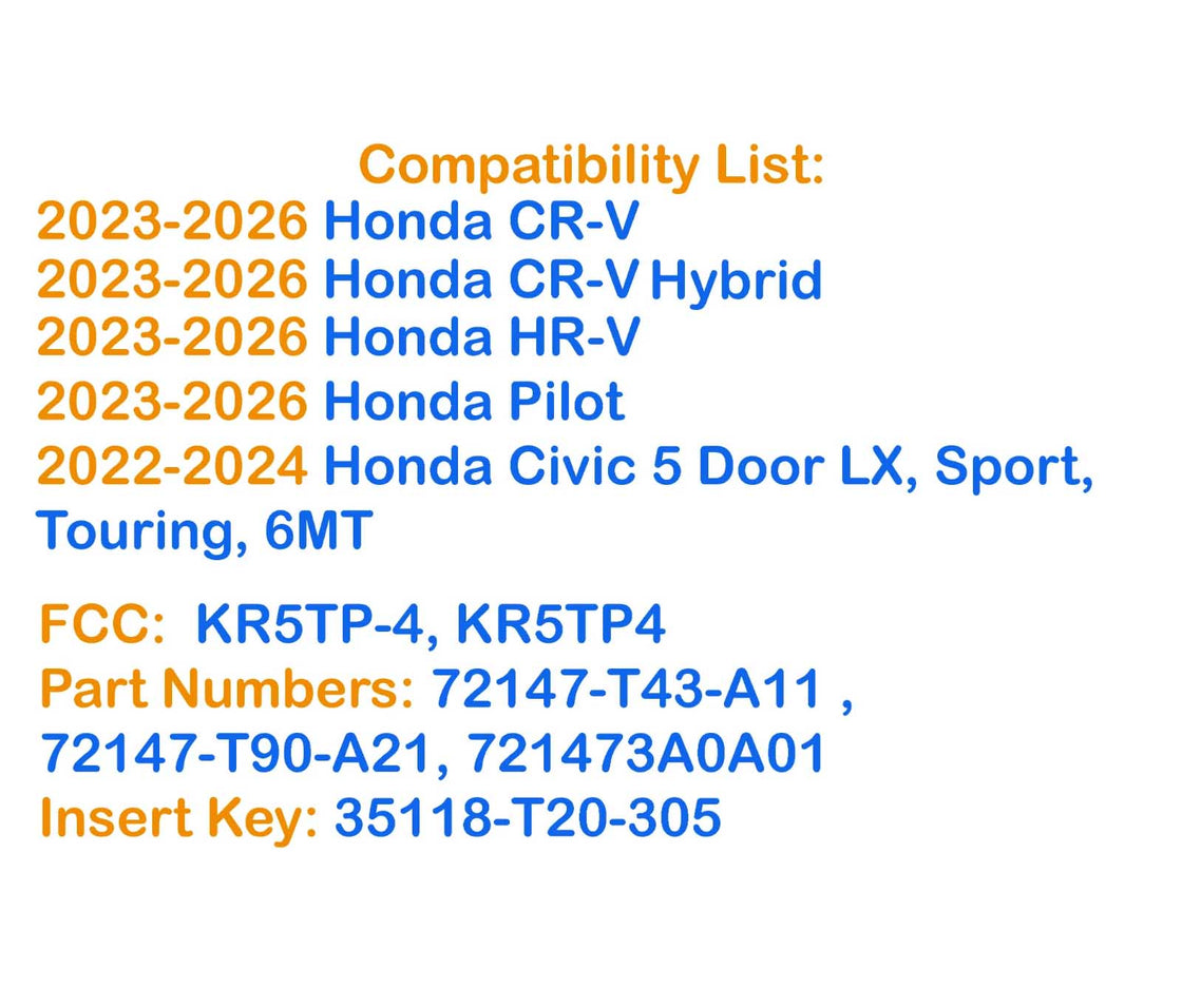 2023 Honda CR-V - 1x New Replacement Proxy Key Fob & DIY OBD Programmer Tool