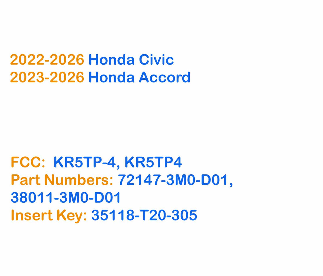 2026 Honda Civic - 2x New Replacement Proxy Key Fob & DIY OBD Programmer Tool