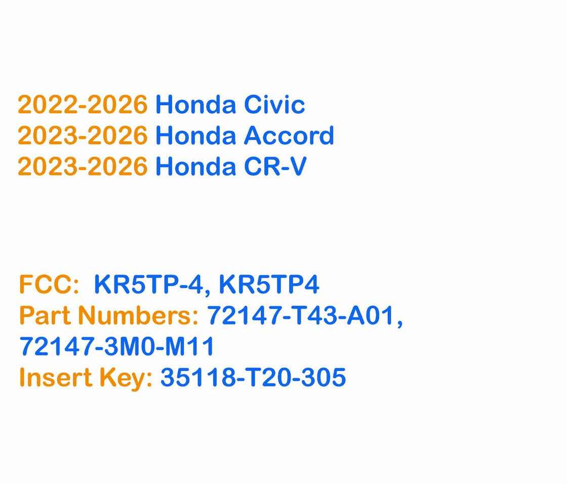 2024 Honda CR-V - 1x New Replacement Proxy Key Fob & DIY OBD Programmer Tool