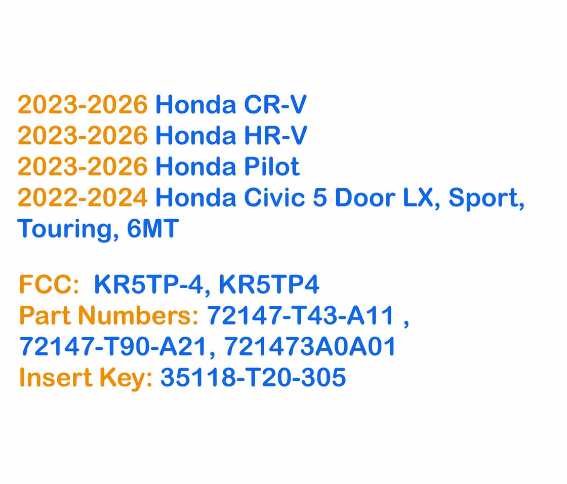 2026 Honda CR-V - 2x New Replacement Proxy Key Fob & DIY OBD Programmer Tool