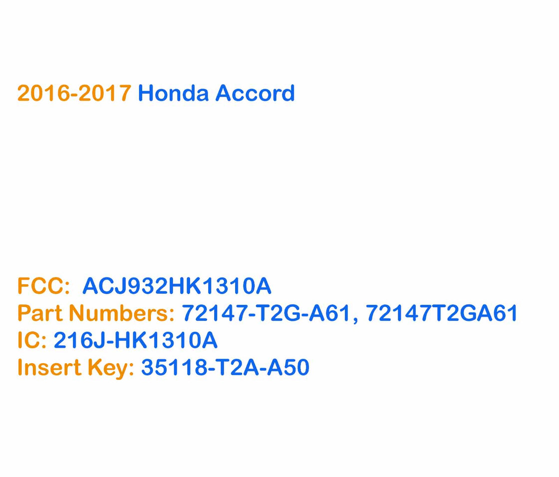 2016 Honda Accord  - 1x New Replacement Proxy Key Fob & DIY OBD Programmer Tool