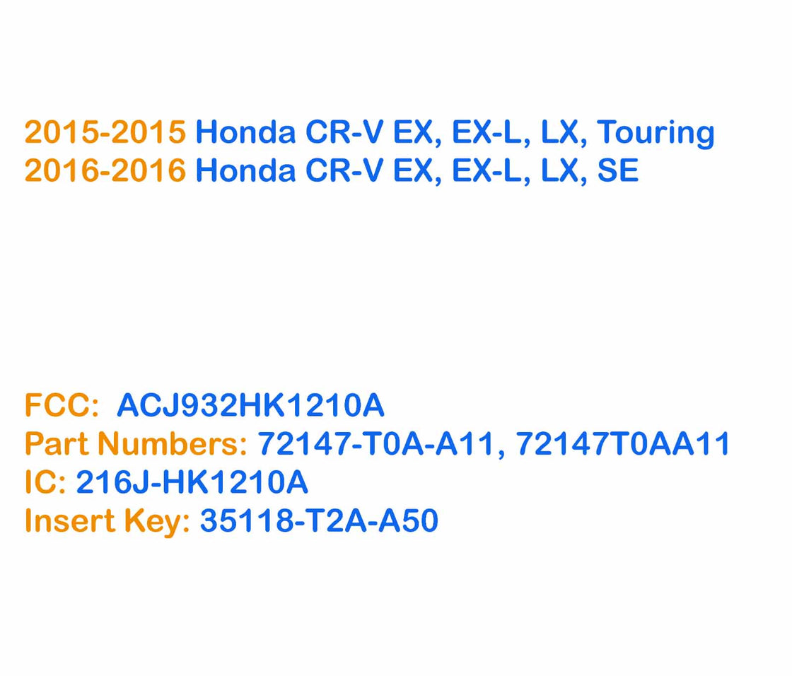 2016 Honda CR-V - 2x New Replacement Proxy Key Fob & DIY OBD Programmer Tool