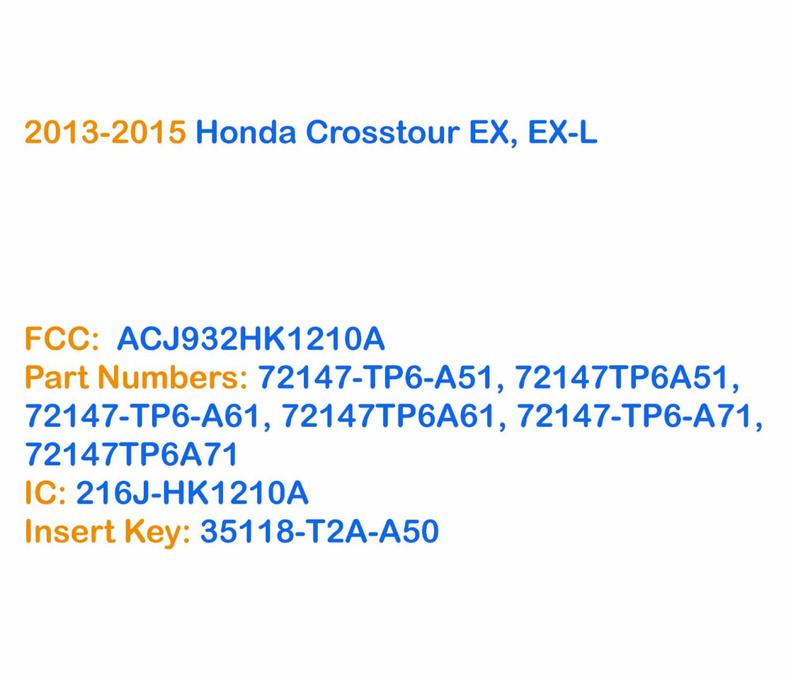 2013 Honda Crosstour - 1x New Replacement Proxy Key Fob & DIY OBD Programmer Tool