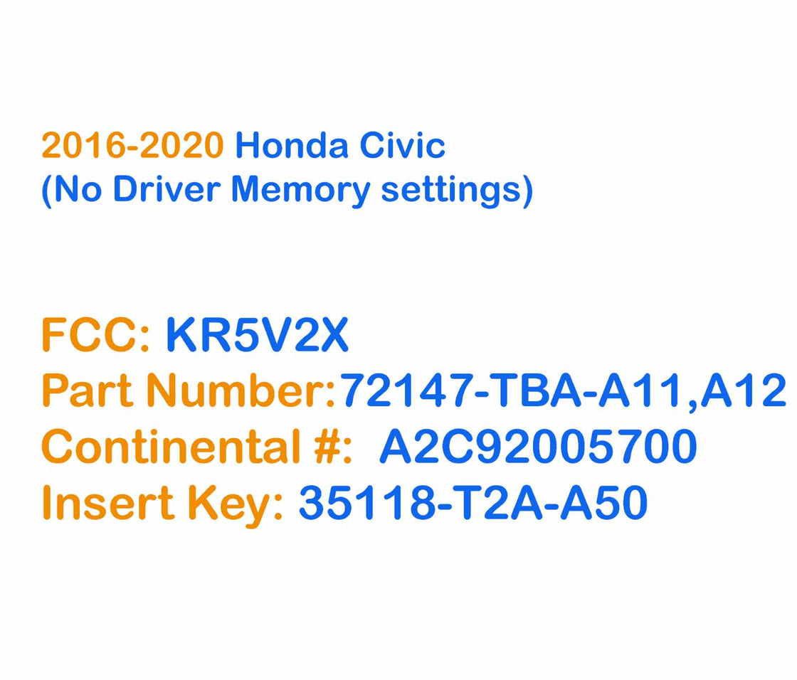 2018 Honda Civic  - 1x New Replacement Proxy Key Fob & DIY OBD Programmer Tool