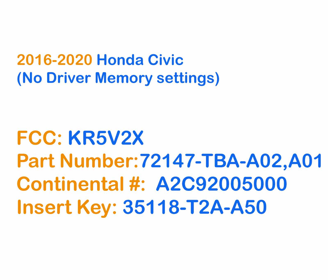 2020 Honda Civic  - 2x New Replacement Proxy Key Fob & DIY OBD Programmer Tool