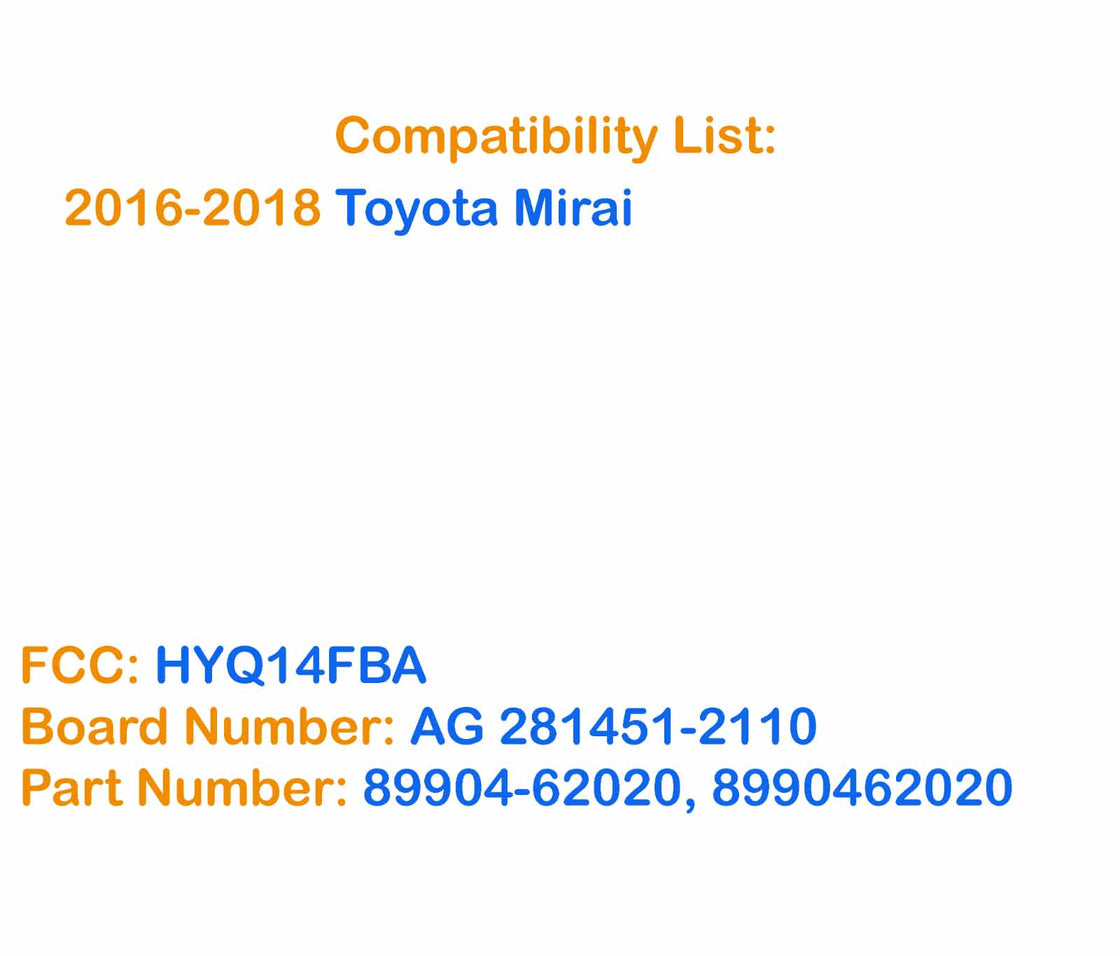 2018 Toyota Mirai - New Replacement Proxy Remote Key Fob & Programmer