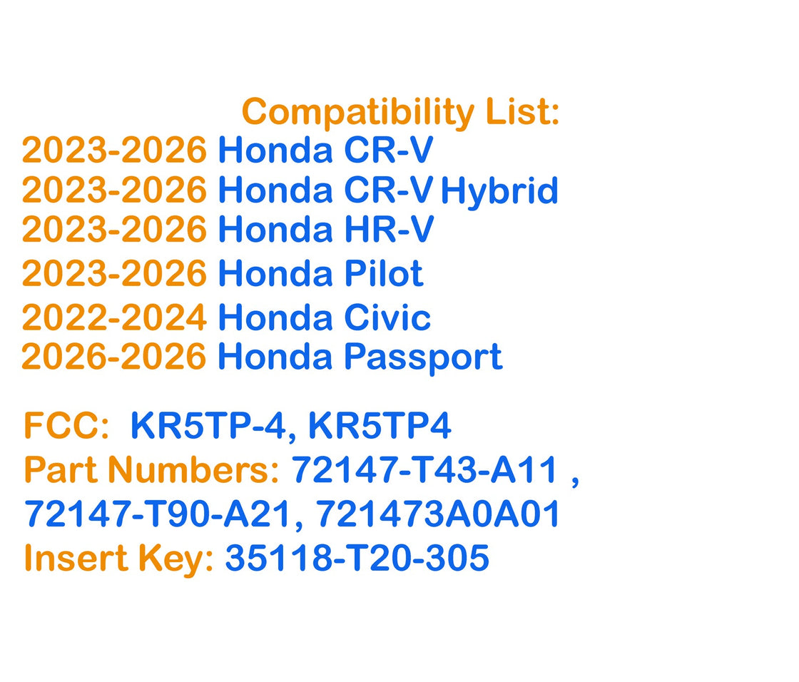 2026 Honda Passport - 1x New Replacement Proxy Key Fob & DIY OBD Programmer Tool