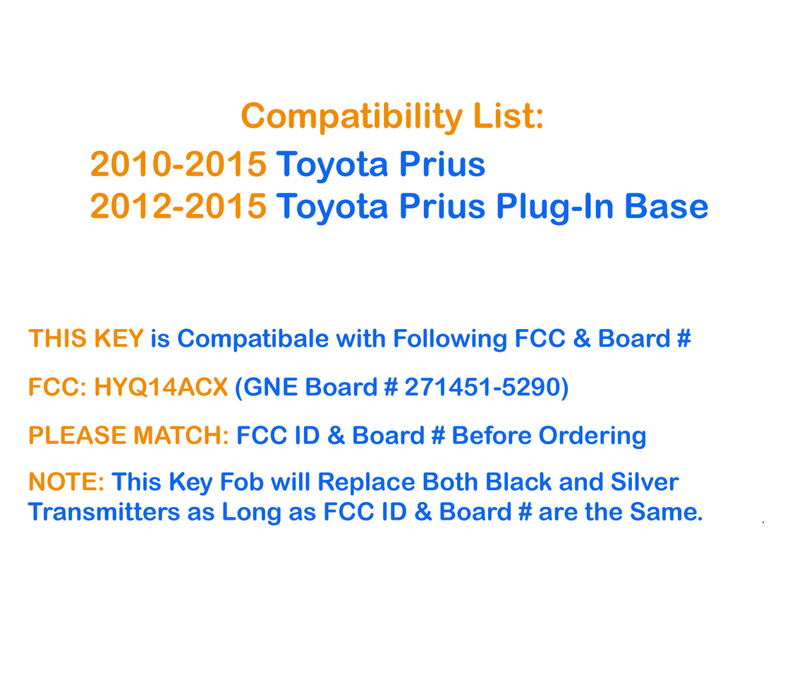 2010 Toyota Prius - New Replacement Proxy Remote Key fob Transmitter & Programmer