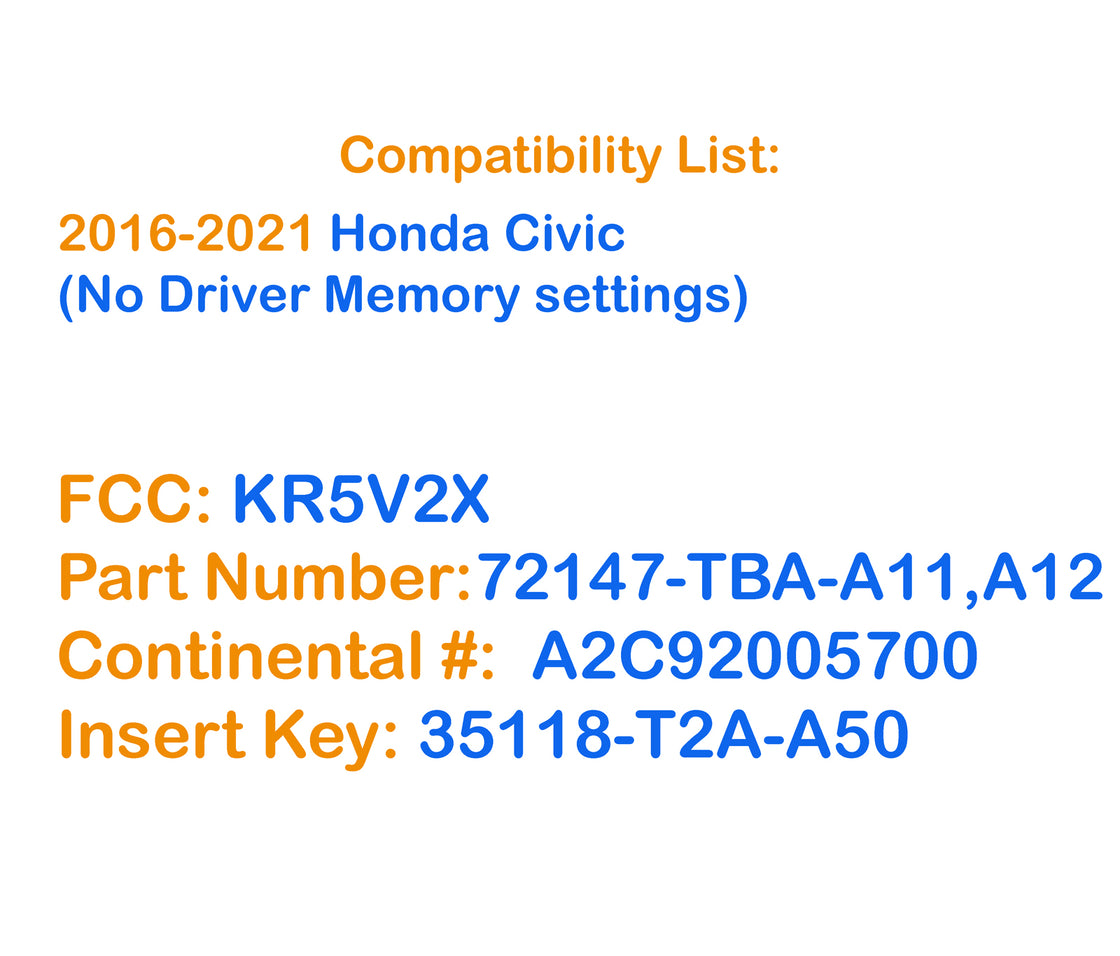2020 Honda Civic  - 1x New Replacement Proxy Key Fob & DIY OBD Programmer Tool